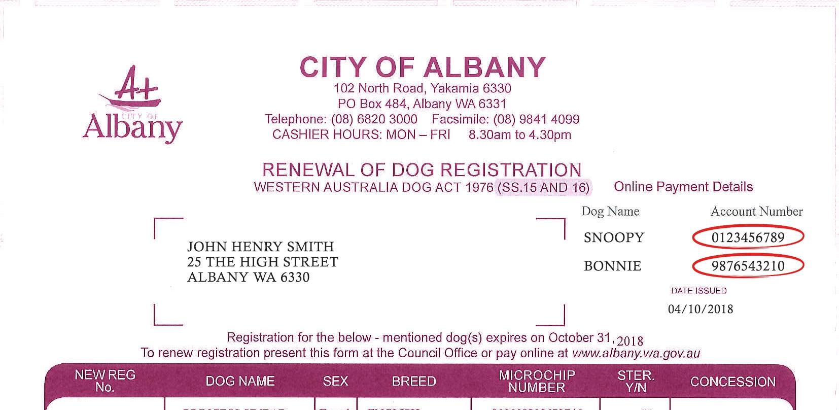 Dog Registration Renewal