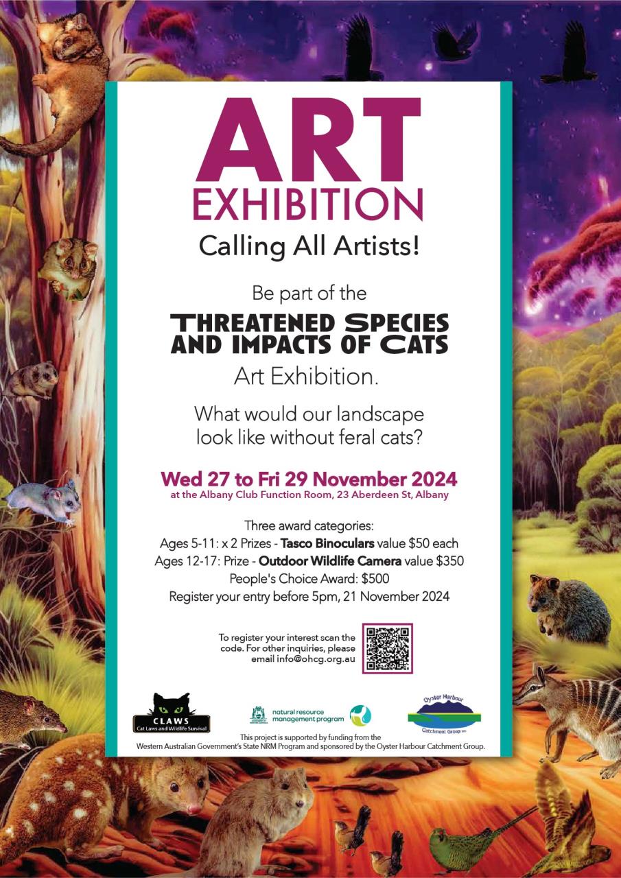 Art Exhibition: Threatened Species and the Impact of Cats hosted by CLAWS